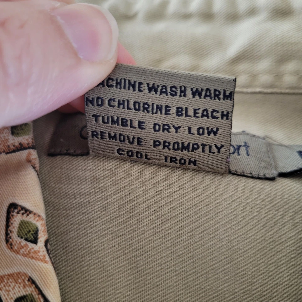 Винтажная рубашка Calvin Klein с длинным рукавом на пуговицах с бриллиантовым узором авокадо средний размер б/у в отличном состоянии - Изображение 3 из 4