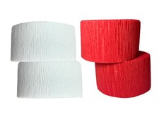 Red and White Crepe Paper Streamers (2 Rolls Each Color) MADE IN USA!
