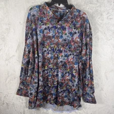 Visconti Shirt Mens 3XL Multicolor Abstract Button Up Long Sleeve Modal