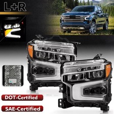 Black Bezel Led Headlights For 2022-2024 Chevy Silverado 1500 Lt Trail Bossrst