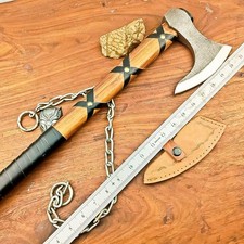HAND FORGED Carbon Steel Viking VALHALLA Axe Tomahawk Throwing Axe, Sheath 6TGB