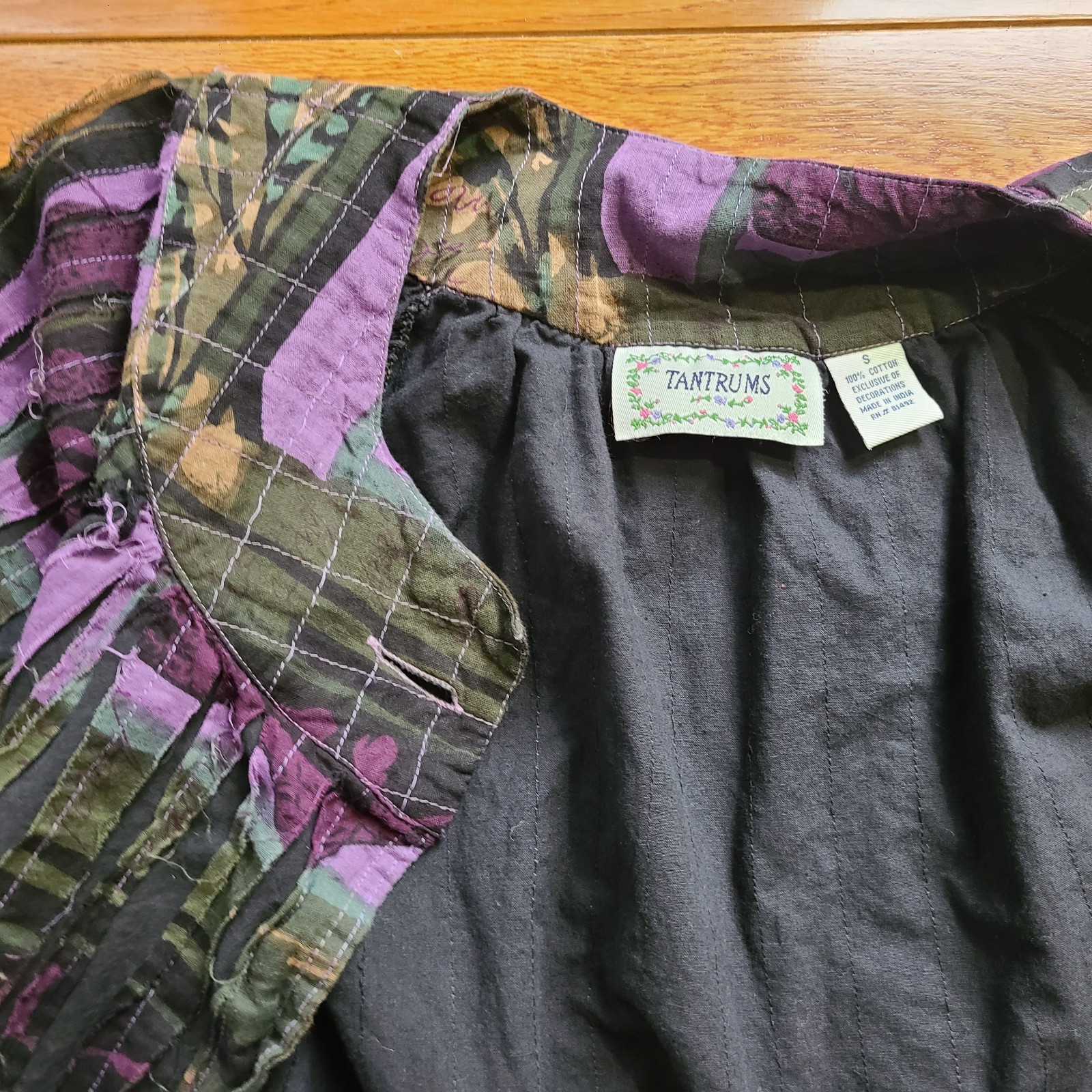 Tantrum Patchwork Strips short Jacket one butto H… - image 10