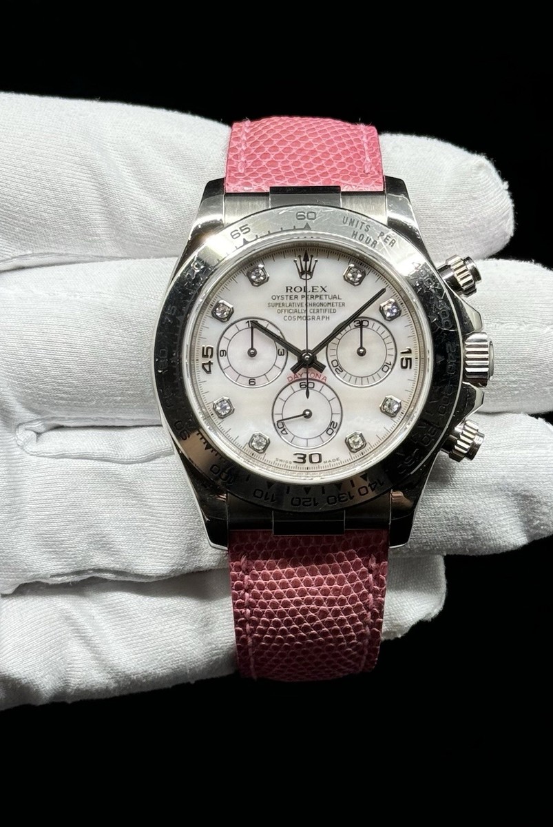 Rolex 116519 Daytona Pink MOP Diamond Beach Dial 40mm White Gold