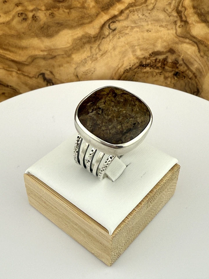 Anillo llamativo moderno vintage retirado SILPADA 925 de ley y bronceita talla 8,25 Foto 2 de 4