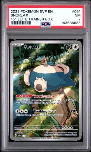 2023 Pokémon SVP EN-SV Black Star Promo 151 Elite Trainer Box #051 Snorlax PSA 7