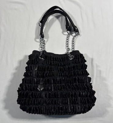 AmeriLeather Papiillon Handbag Linked Leather Black Chain Strap 