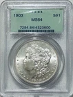 1903 MORGAN SILVER DOLLAR PCGS MS 64 OGH OLD GREEN HOLDER