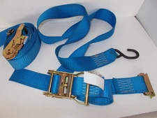 2- US Cargo Control Blue 2" x 7.5'  Ratchet Straps Hook & E Track Ends VGC