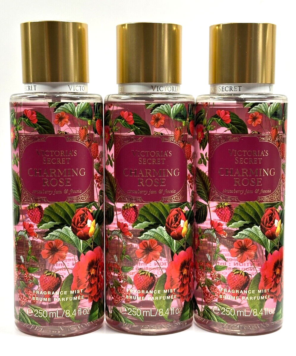 3 VICTORIA'S SECRET CHARMING ROSE WOMEN FINE FRAGRANCE MIST SPRAY