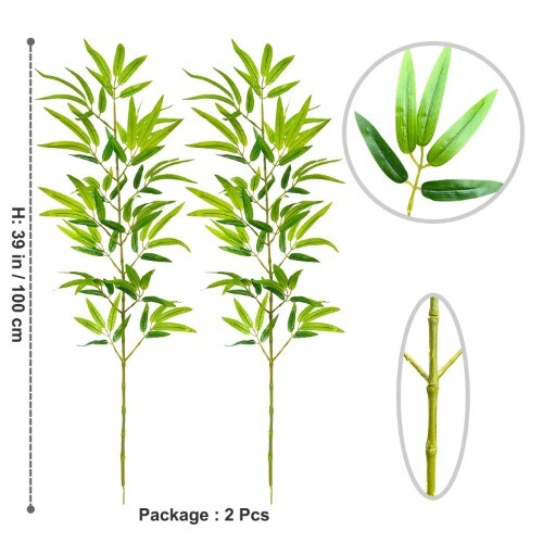 130-210CM Artificial Green Bamboo Leaves Fake Branches Plants Leaves Party Decor - Imagen 18 de 36