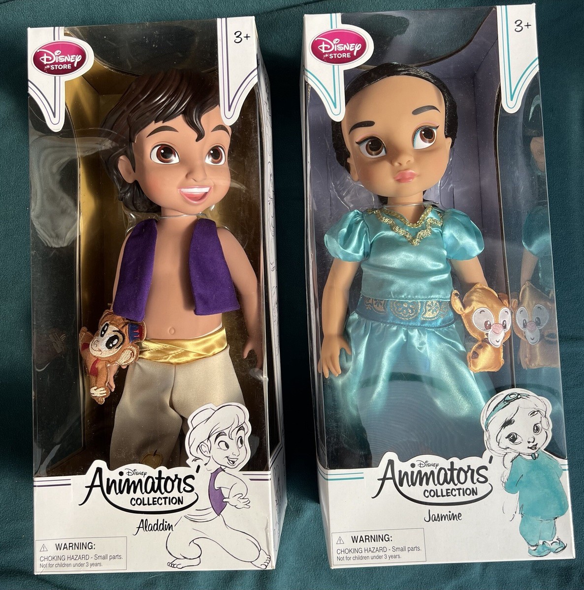 Disney Animators Collection Aladdin and Jasmine in Original Boxes