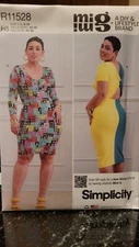 SIMPLICITY R11528 MISS SZ 6-14 KNIT DRESS PLUS SZ BACK GATHER FASTEN TUTORIAL