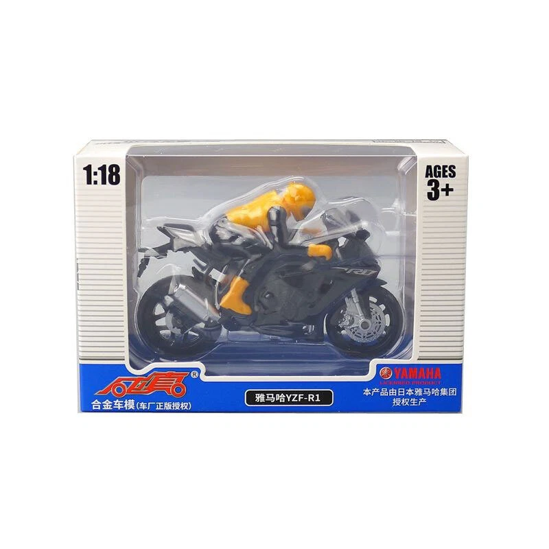 Brinquedos masculinos de metal fundido Yamaha YZF-R1 modelo motocicleta escala 1:18 para crianças presentes preto - Imagem 4 de 4