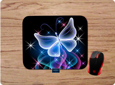 BUTTERFLY ART BLACK CUSTOM NONSLIP COMPUTER PC LAPTOP MOUSEPAD DESK MAT GIFT D2