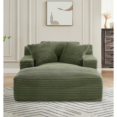 Oversized Chaise Lounge Chair Indoor No Assembly Required Cloud Plush Corduroy - Picture 19 of 65