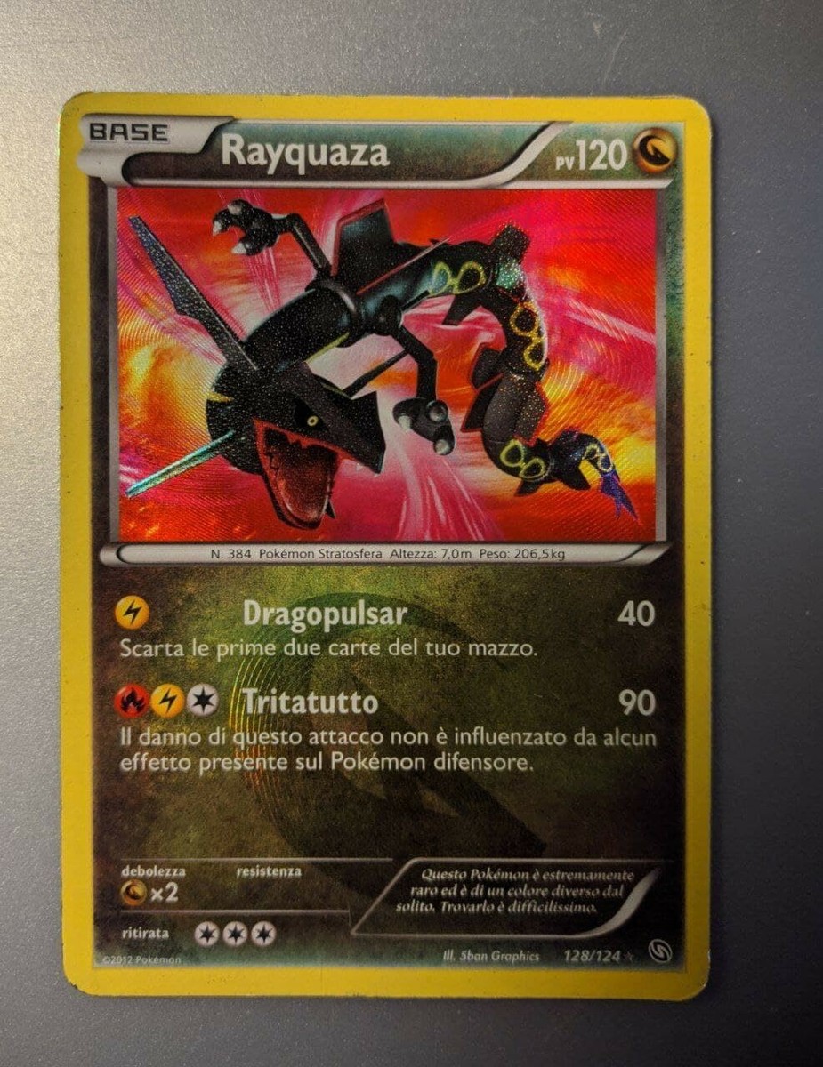 pokemon rayquaza 128/124 Dragons Exalted Ultra Rare Holo Shiny Pokemon Card