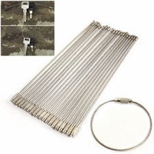 20 50 100PCS Stainless Steel Wire Keychain Cable Key Ring Loop Lock for Keys
