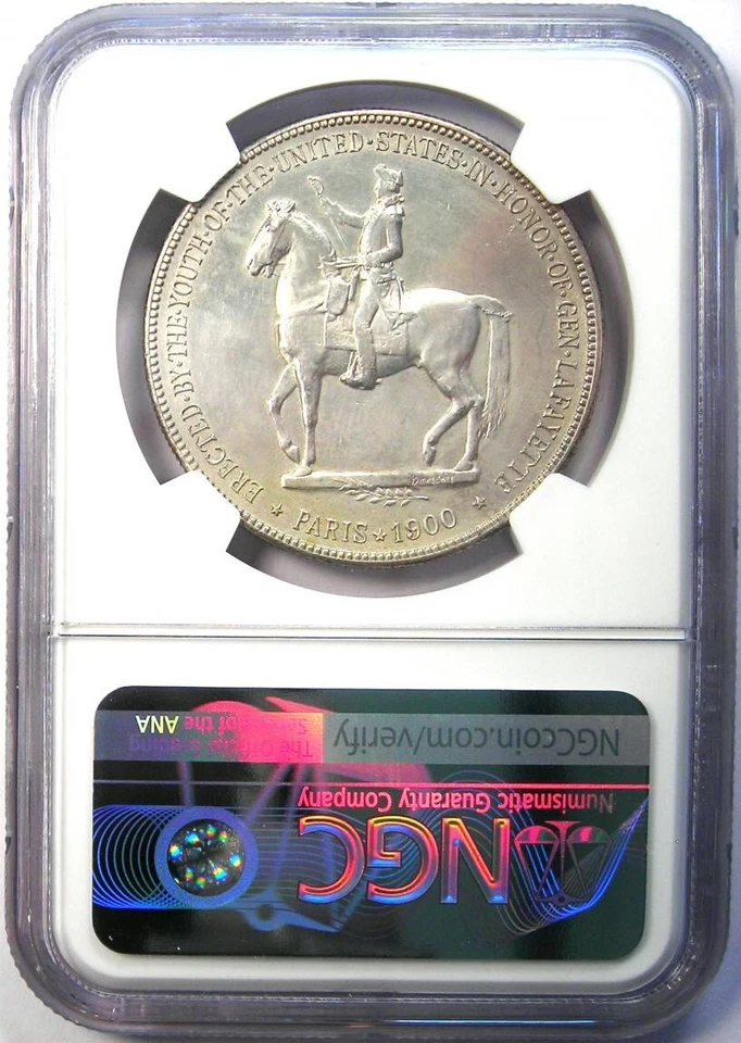 1900 Lafayette Silver Dollar $1 Coin - Certified NGC Uncirculated Detail UNC MS - Image 3 of 4