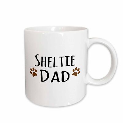 3dRose Sheltie Dog Dad - Shetland Sheepdog - Doggie by breed - brown paw prints