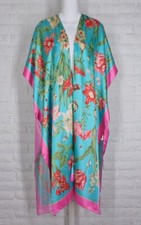 Paparazzi Open Front Kimono Duster Layering Green Red Pink Floral Nwt One Size