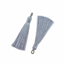 Polycotton Tassel 80mm - Grey - 4 Pieces - TSP066