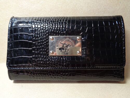 Beverly Hills Polo Club Designer schwarze Clutch Geldbörse Alligatorleder