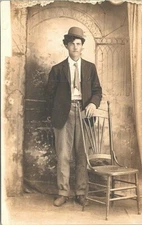 RPPC Studio Pose 18-year-old Ray Montgomery early 1900s