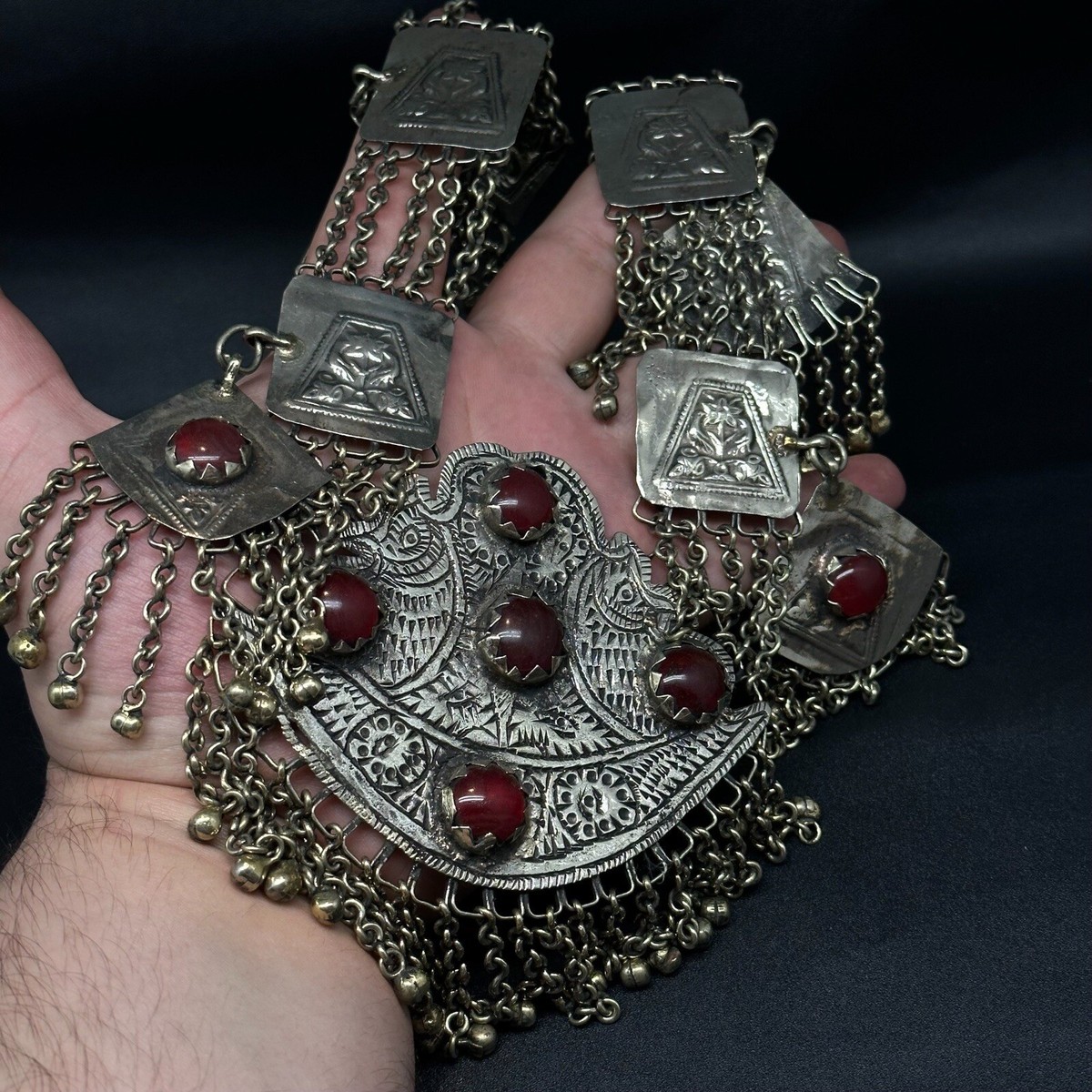 Huge Turkmen German Silver Tribal Vintage Boho Stunning