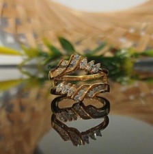 Women's Simulated Diamond Enhancer Guard Band Ring 925 Sterling Silver