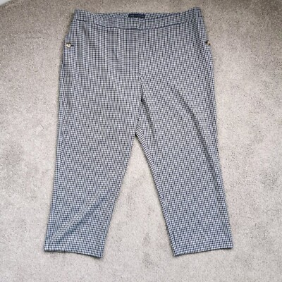 Marks And Spencer Size 18 Short/Petite Blue Gingham Cigarette Trousers  Business