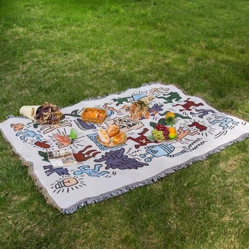 Keith Haring Blanket Throw - Multicoloured Cartoon Print - Multiple Sizes 2023 - Picture 7 of 7