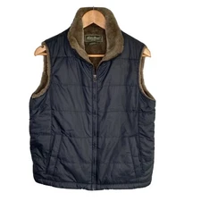 EDDIE BAUER Women VEST S FUR  Lined Mixed Media Cabin core