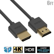 6FT HDMI Cable High Speed Male to Male Thin Gold Plated HDTV 4K 1080p Blu-Ray