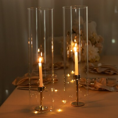 #ad 2 CLEAR 24quot; Cylinder Glass Hurricane CANDLE HOLDER SHADES Party Home Decorations $36.90