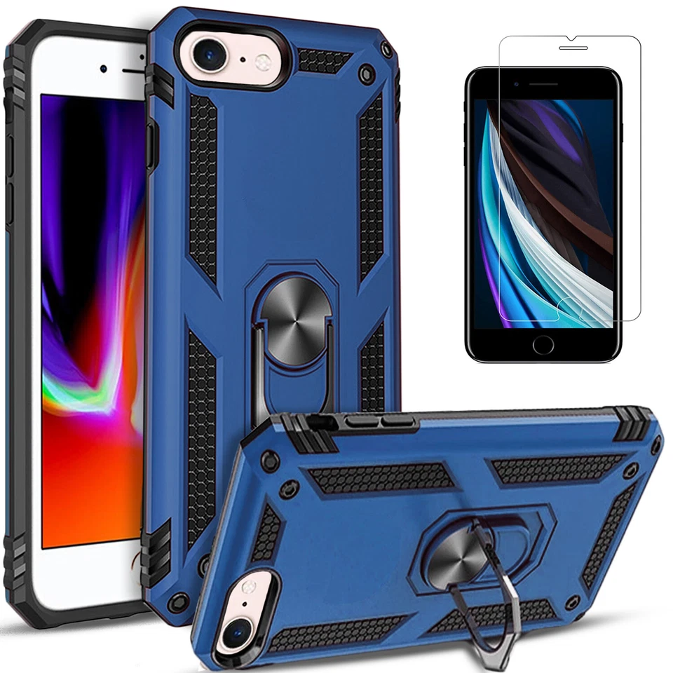 For iPhone 6s Plus Case Phone Cover Kickstand Armor + Tempered Glass Protector - Image 2 of 4