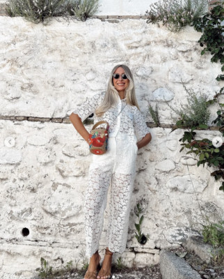ZARA NEW WOMAN SS24 LACE DETAIL CROPPED PANTS WHITE | 3278