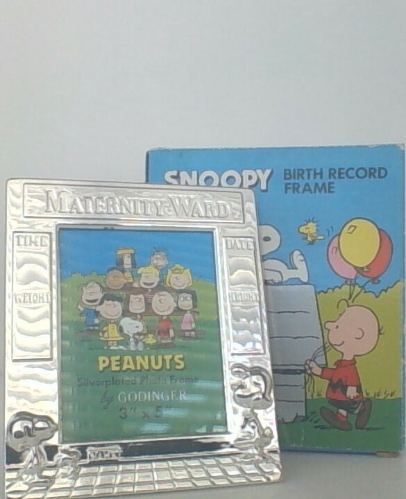 Vintage Peanuts Snoopy Godinger Silver Baby Birth Record Photo Frame New 
