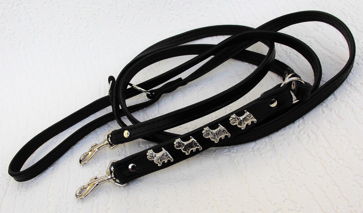 Westie Hundeleine Aus Echtleder – 220 Cm, 3-fach Verstellbar, Rot Mit Hundecharms