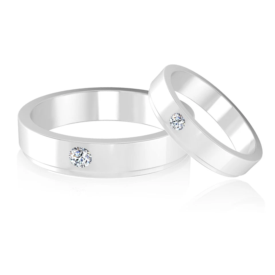 Alianza de boda de diamantes naturales de 0,10 quilates de platino real 950 talla 10 Foto 3 de 4