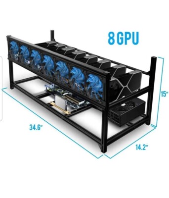 Kingwin KC-8GPU Open Air Case Stackable Black Aluminum Mining RIG- Bitcoin