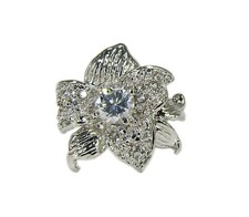Flower ring with clear cubic zirconia stones and textured finish - Size 6 - NEW