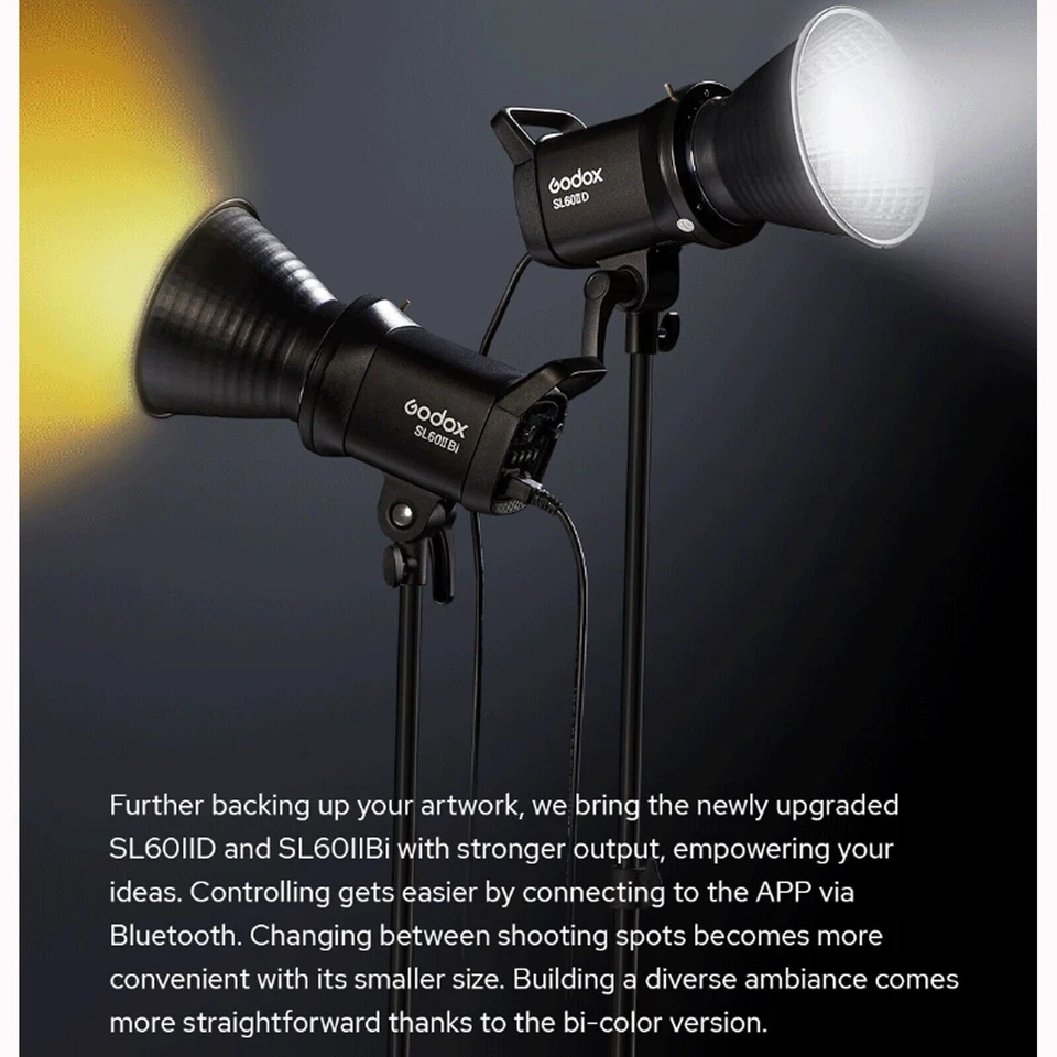 Godox SL60IIBi 75W Bi-Color COB LED Video Light 2800-6500K + 60CM Softbox+ Stand - Image 2 of 4
