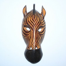 GORGEOUS ZEBRA Senofu Wood Sculpture Head Mask Wall Art Hand Carved 10" Africa