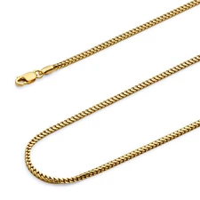 Wellingsale 14k Yellow Gold Solid 1.5mm Franco Chain Necklace
