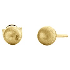 Genuine 14K Solid Yellow Gold 6mm Linen Mirror Textured Ball Stud Post Earrings