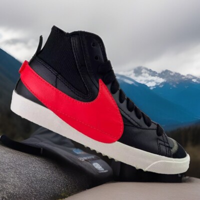 Size 10 Nike Blazer '77 Jumbo Mid Black Bright Crimson DD3111001 BLACK RED