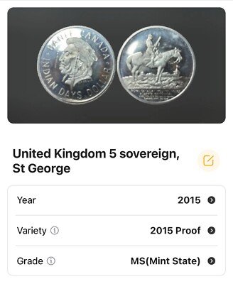 2015 United Kingdom 5 Sovereign, St George   MS  LOT#V-33