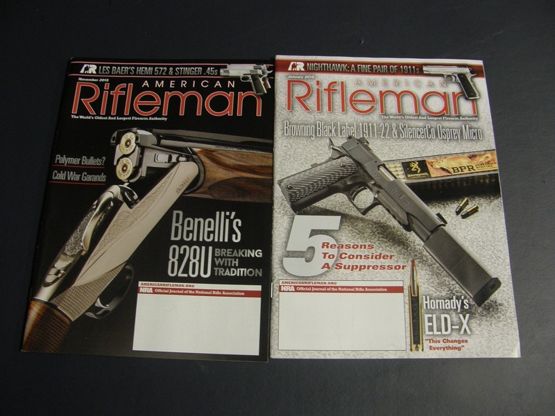 2 New American Rifleman Magazines Jan 2016 & Nov 2015 - No address labels