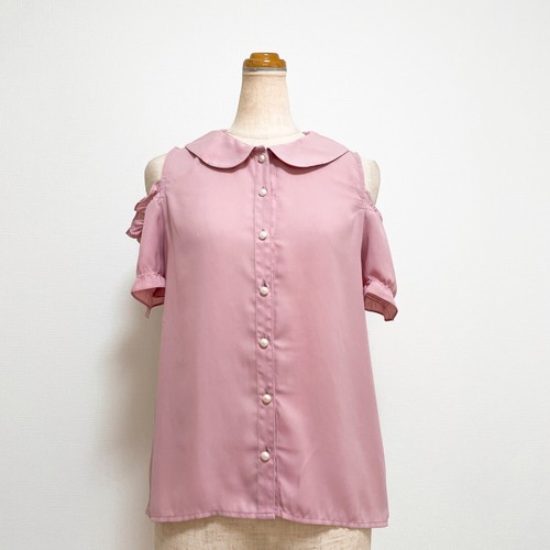 Ank Rouge Off Shoulder Heart Blouse Pink US/XS-S Lolita Kawaii Jiraikei Japan - Picture 2 of 11