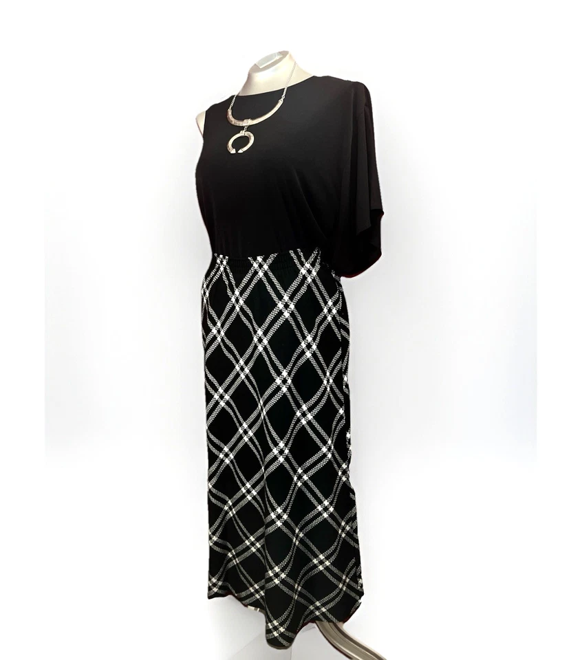 Cathy Daniels 复古中裙 A 字黑白格子丙烯酸 L — 第 3/4 张图片